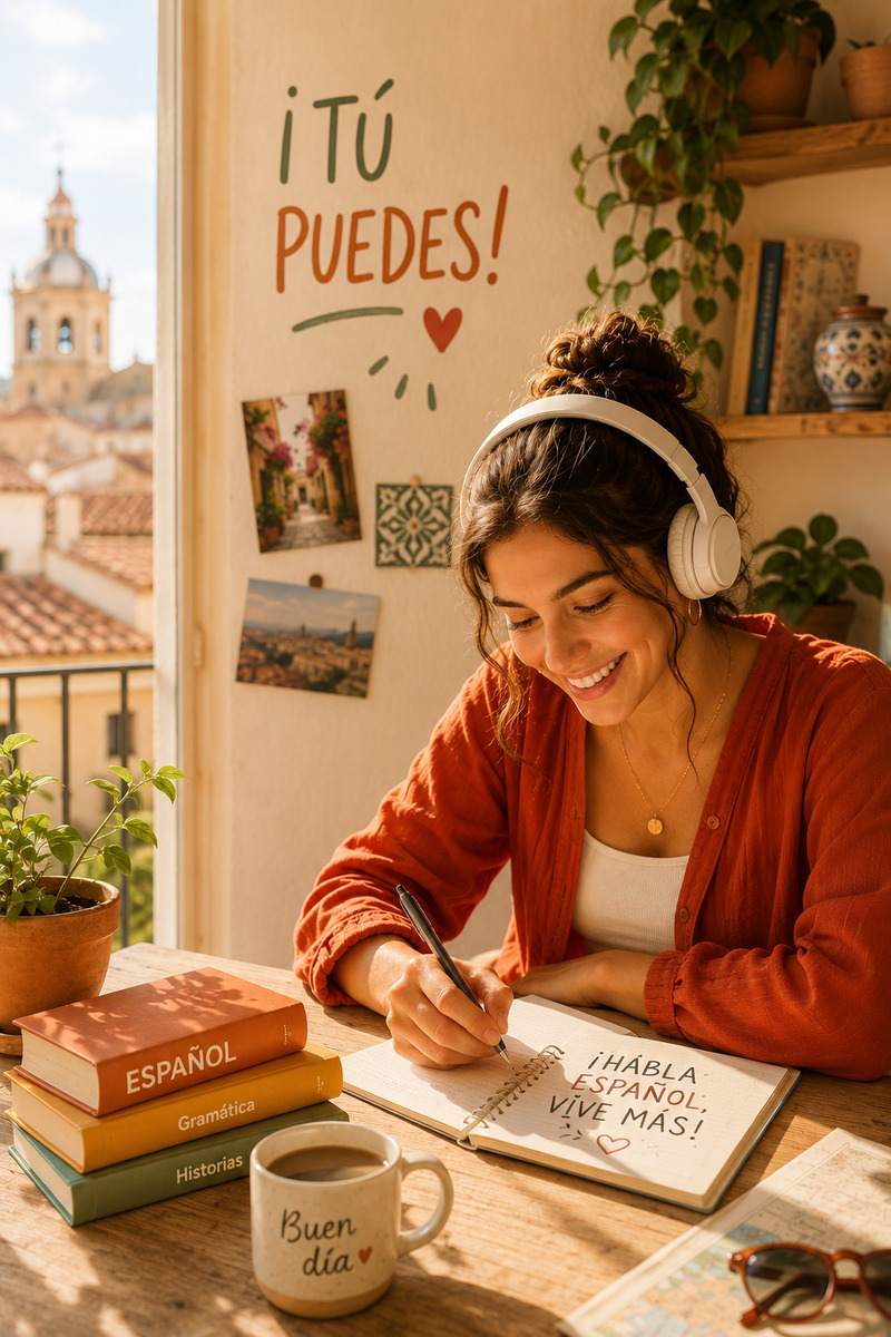 Student studying Spanish